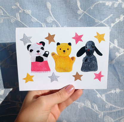 Sooty, Sweep and Soo A6 Card