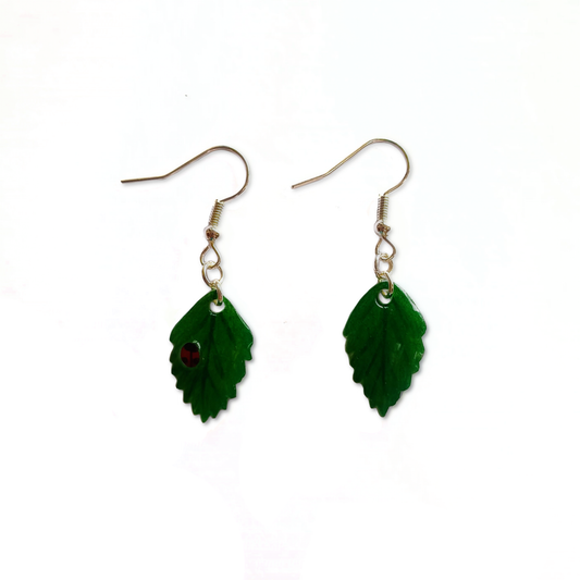 Ladybird on Leaf Earrings